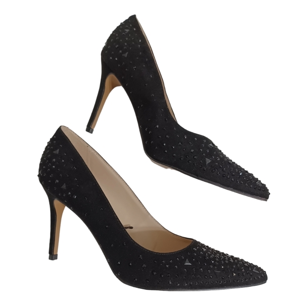 Mark Fisher Delta-R black rhinestone heels - Picture 3 of 8